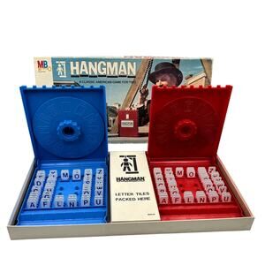 Hangman Board Game Milton Bradley, 1976 Vintage Near Complete Set (-1 Tile)